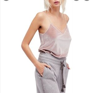 Women’s Pink Velvet V-Neck Cami Top